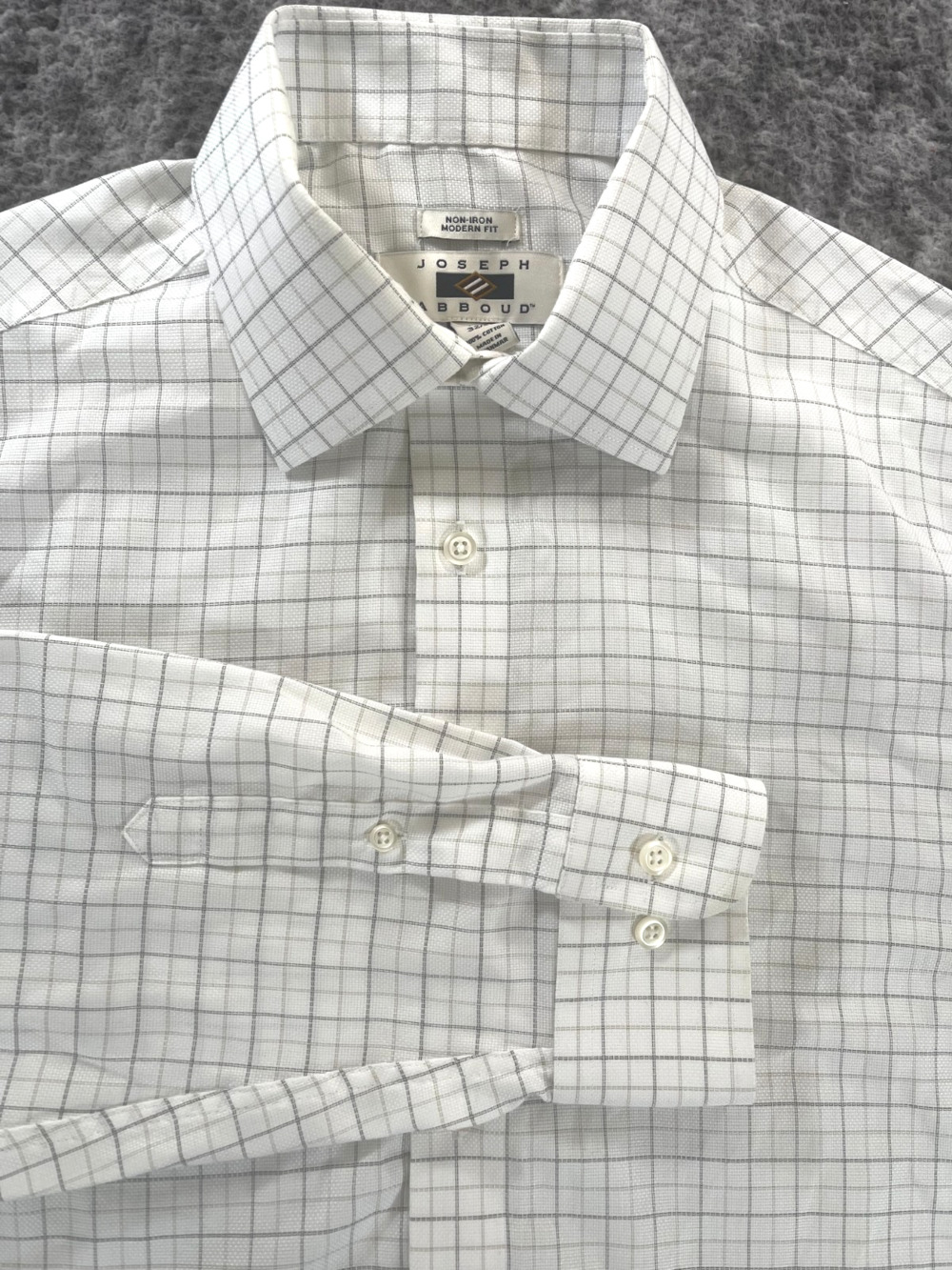 Joseph Abboud Shirt Men's Size 16.5 x 32/33 Large White Plaid Long Sleeve